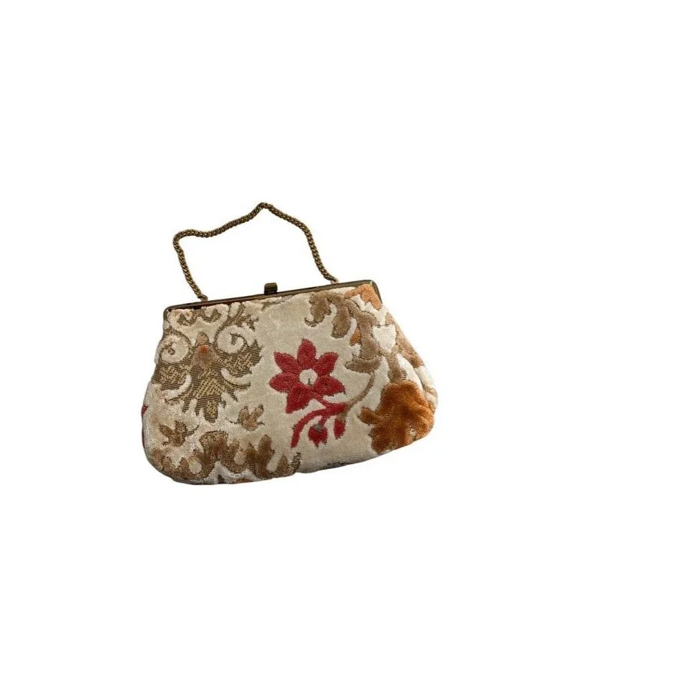 Vintage Chenille Tapestry Carpet Handbag Shoulder Bag Purse Chain Strap Boho